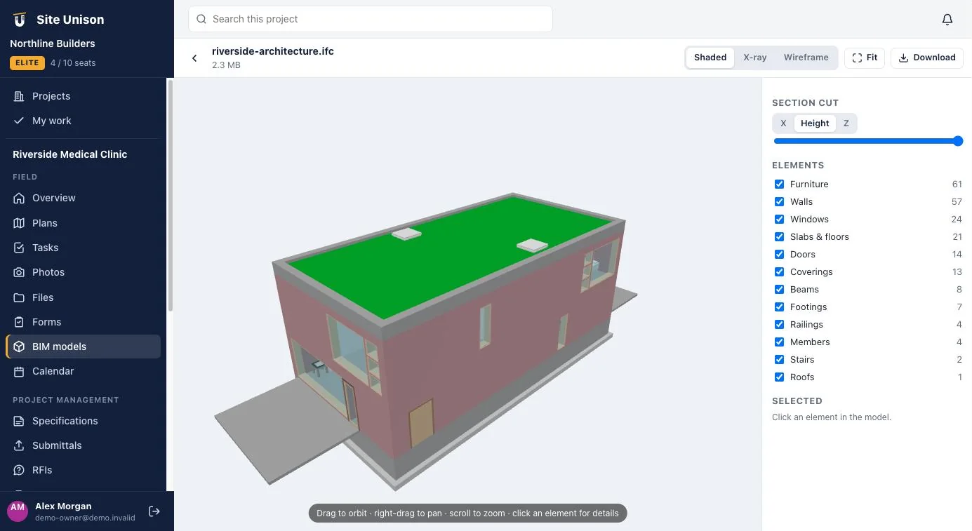 Site Unison bim screen